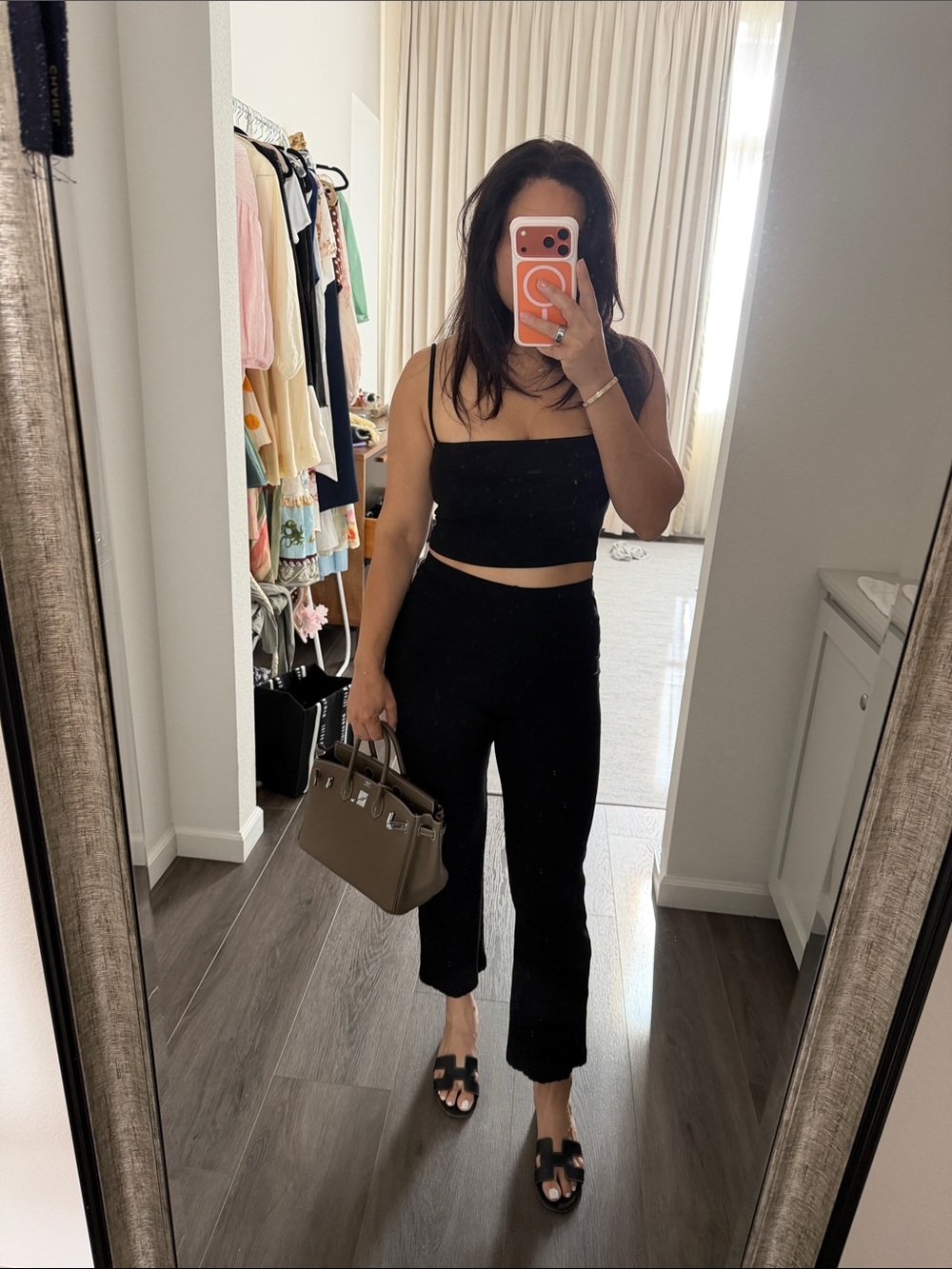 Reformation Black Knit Wide-Leg Pants with Matching Crop Top